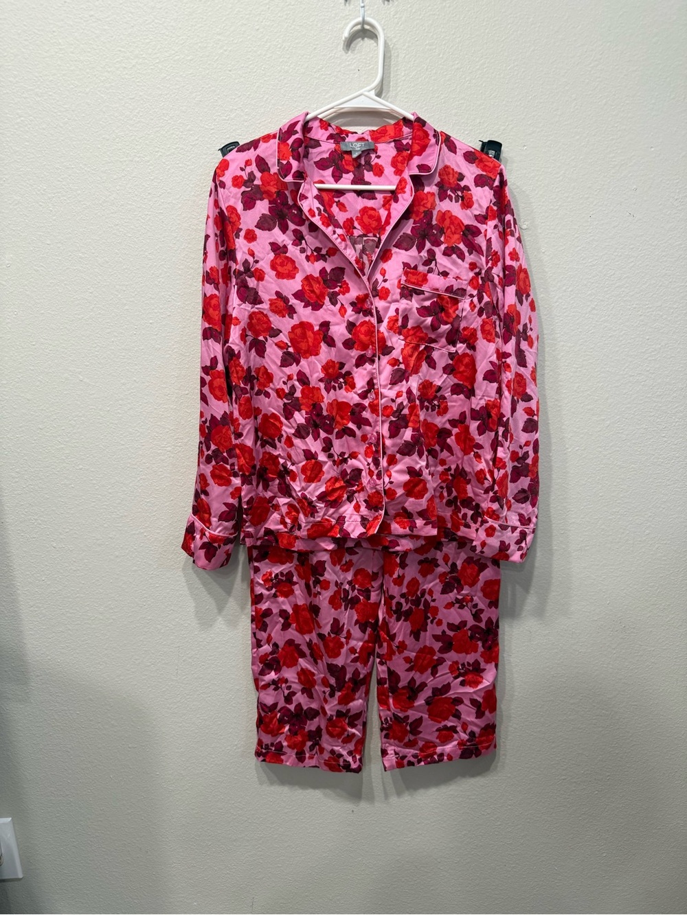 LOFT Pink and Red Floral Women’s Pajama Set